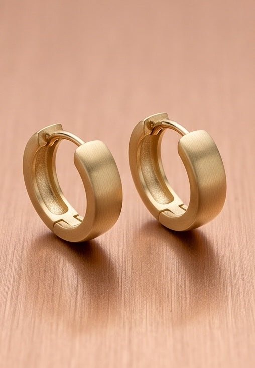 Brushed Gold Huggie Hoops