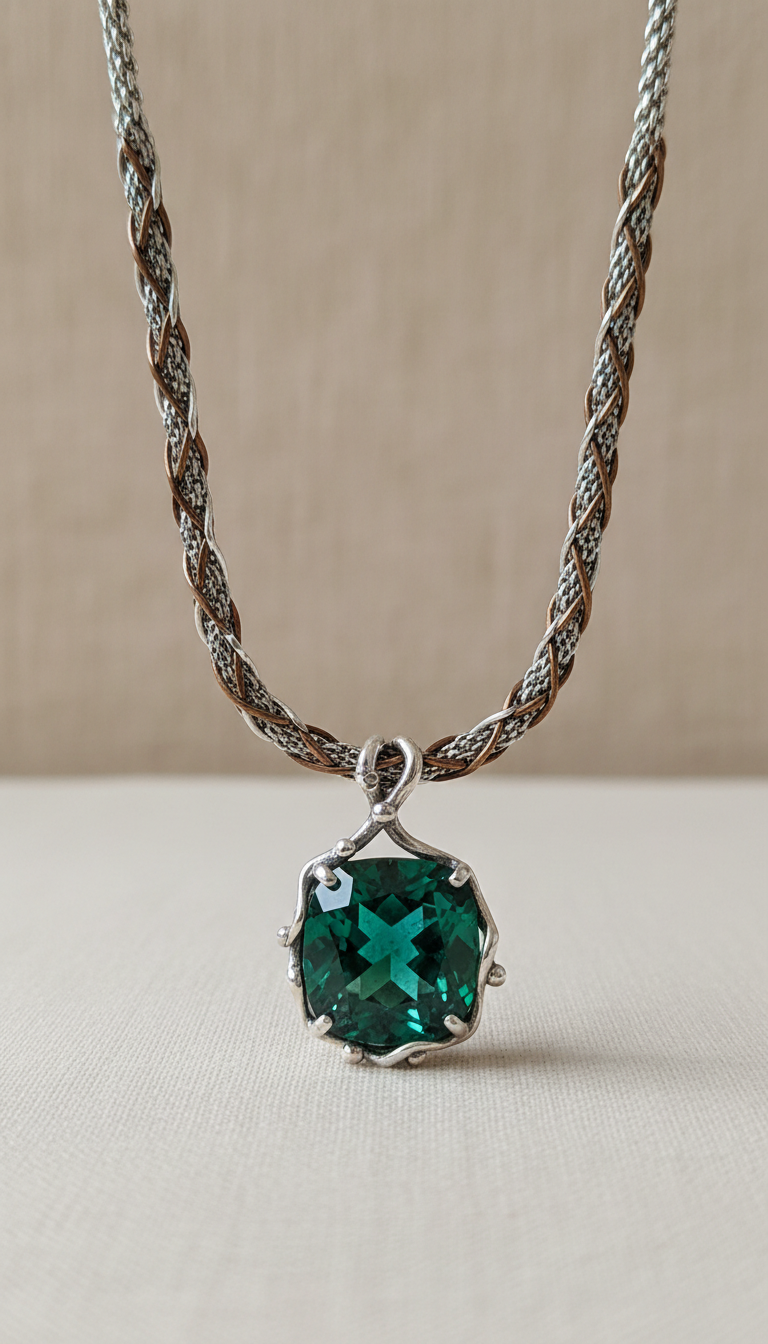 Emerald Pendant Necklace with Bespoke Chain